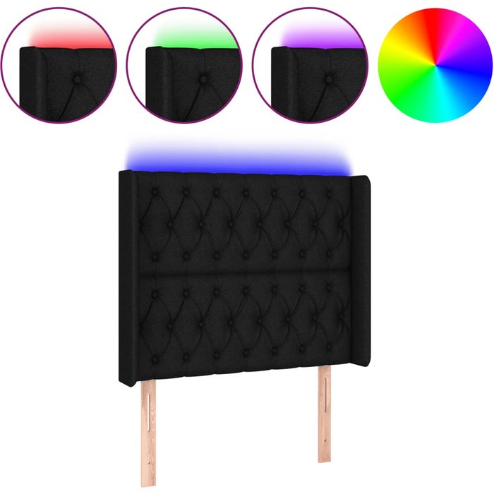 Cabecero led de tela negra 93x16x118/128 cm - comfortxl