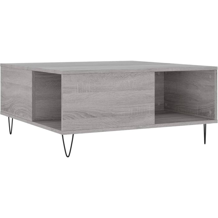 Mesa de centro madera contrachapada gris sonoma 80x80x36,5 cm