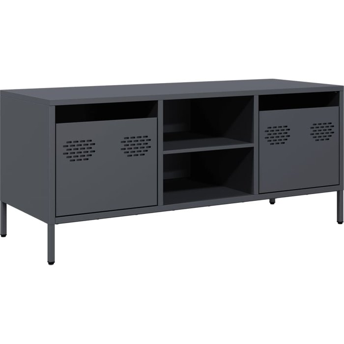 Mueble de tv acero laminado en frío antracita 101,5x39x43,5 cm - comfortxl