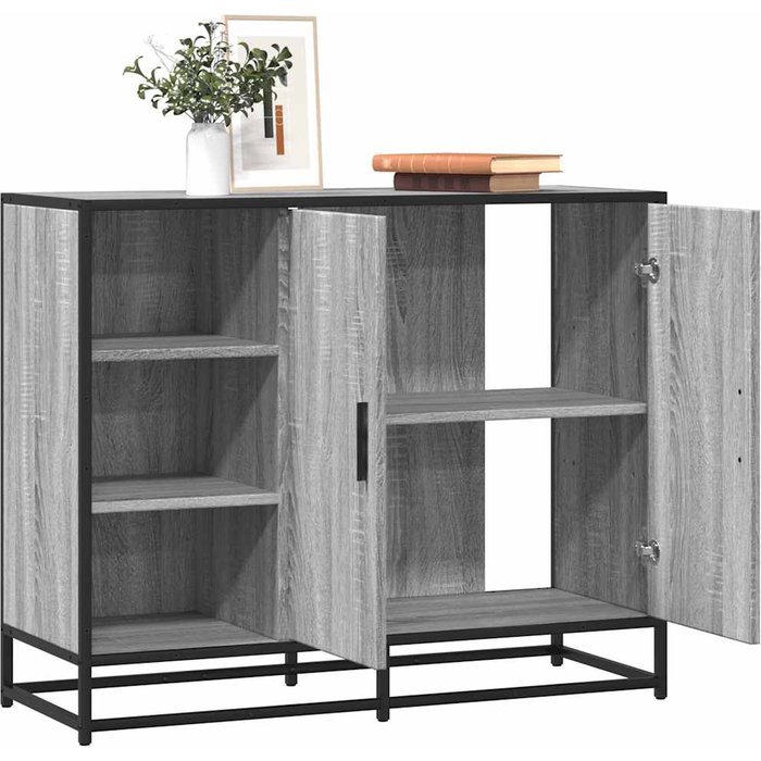 Aparador de madera de ingeniería gris sonoma 92x35x76 cm vidaxl