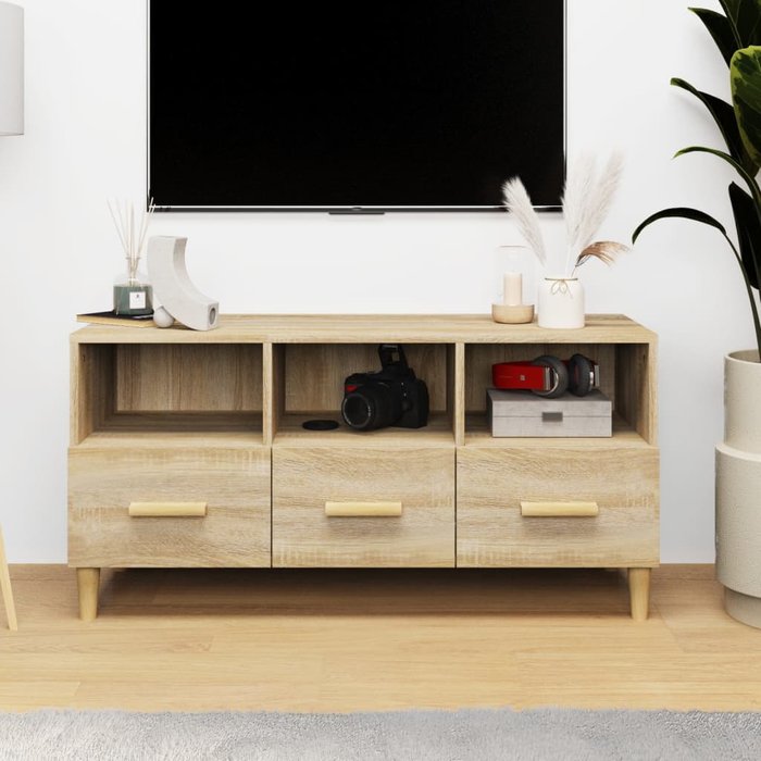 Mueble de tv, roble sonoma, 102x36x50 cm, madera de ingeniería