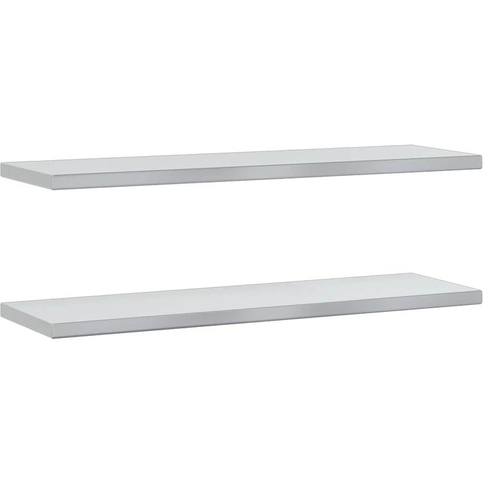 Estantes de pared 2 uds acero inoxidable plateado 100x30x3 cm - comfortxl