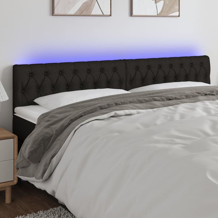 Cabecero led negro 180x7x78/88 cm tela