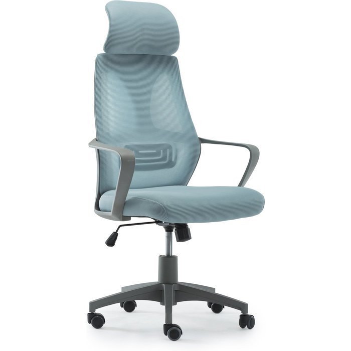 Silla de escritorio transpirable con reposacabezas boston azul