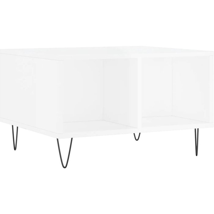 Mesa de centro madera contrachapada blanco brillo 60x50x36,5 cm