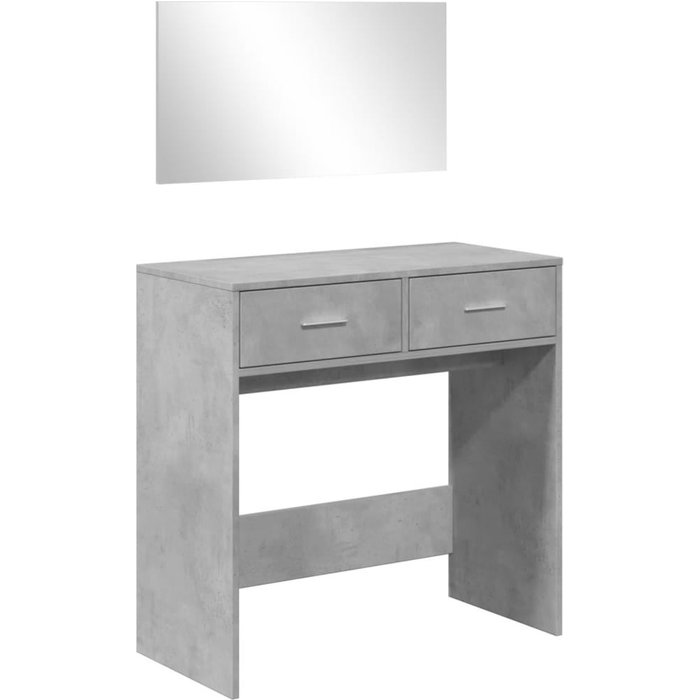Tocador con espejo color gris hormigón 80x39x80 cm - comfortxl