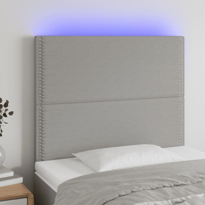 Cabecero led gris claro 90x5x118/128 cm tela