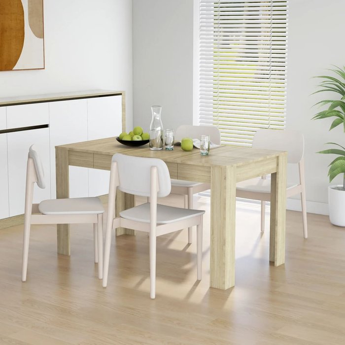 Mesa de comedor roble sonoma 140x74,5x76 cm madera contrachapada