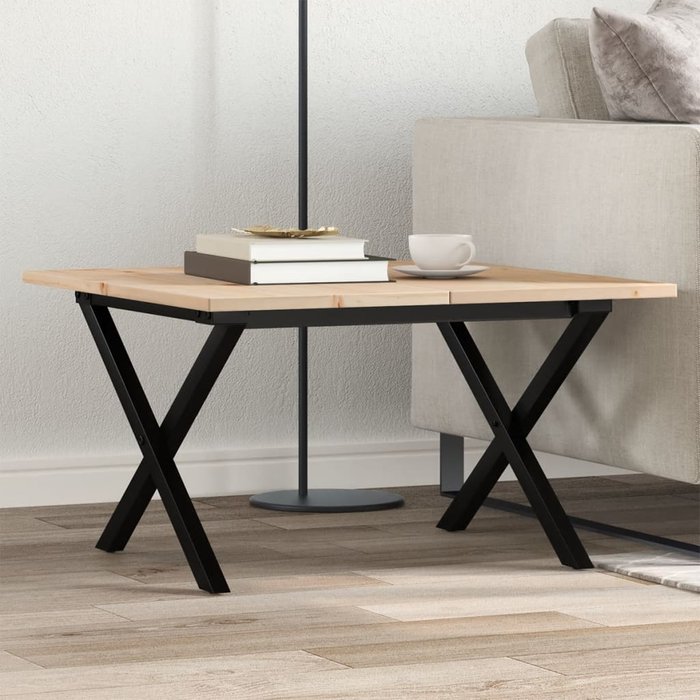 Maison exclusive - mesa de centro marco x madera maciza pino y acero 60x60x40 cm