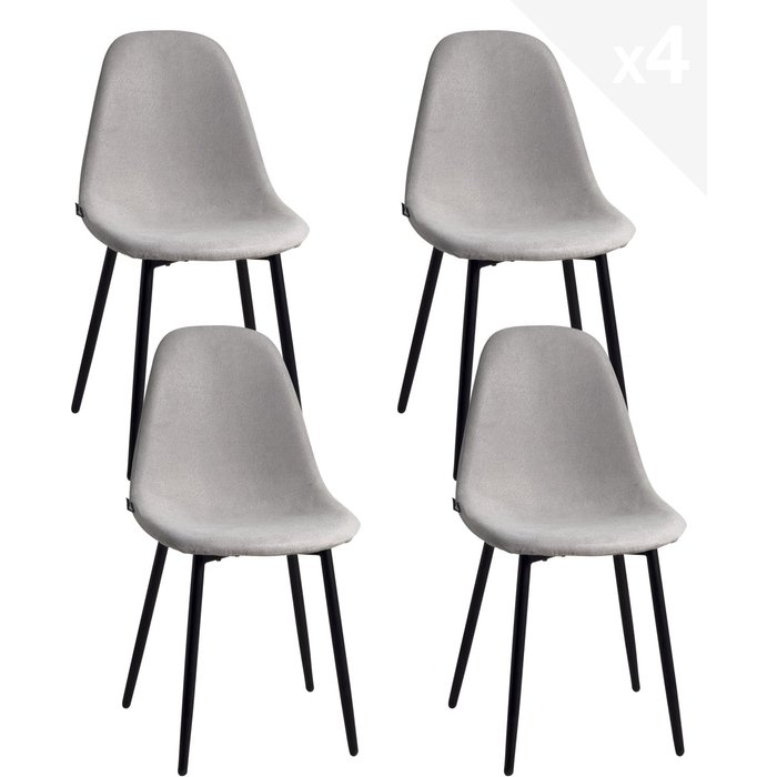 Lote 4 sillas de comedor tela patas metálicas nova (gris)