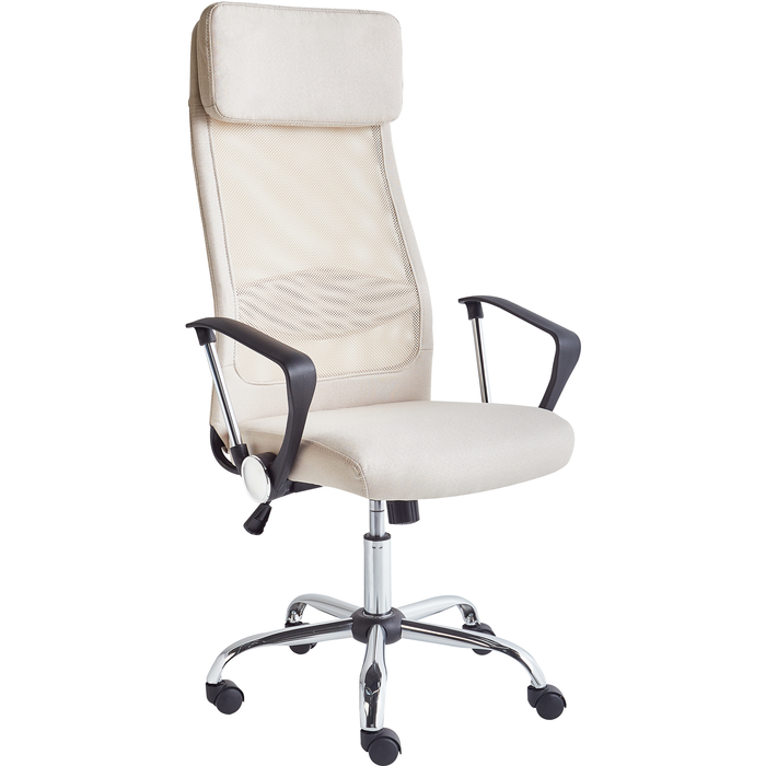 Beliani silla de oficina beige/plateado/negro pioneer