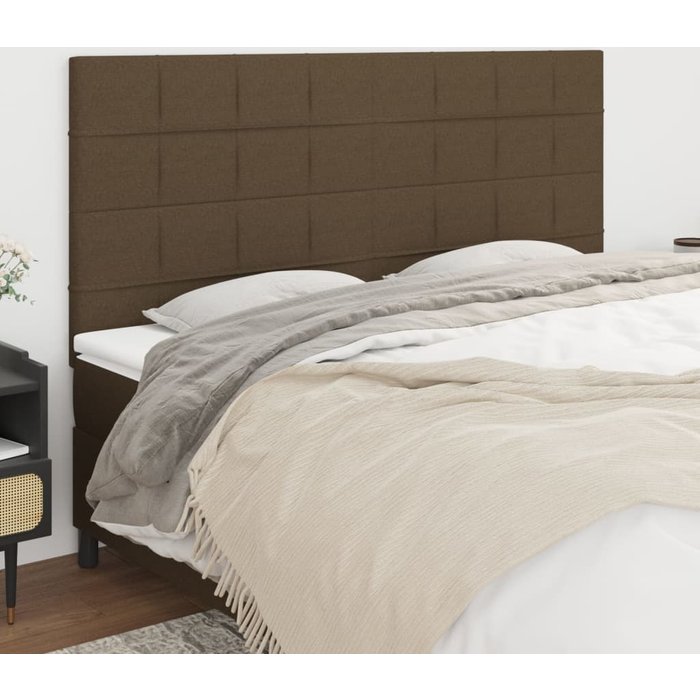 Cabeceros 4 unidades de tela marrón oscuro 90x5x78/88 cm