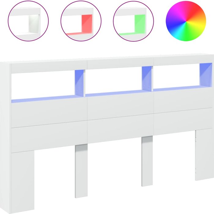 Cabecero de cama - mueble cabecero con led blanco 180x17x102 cm