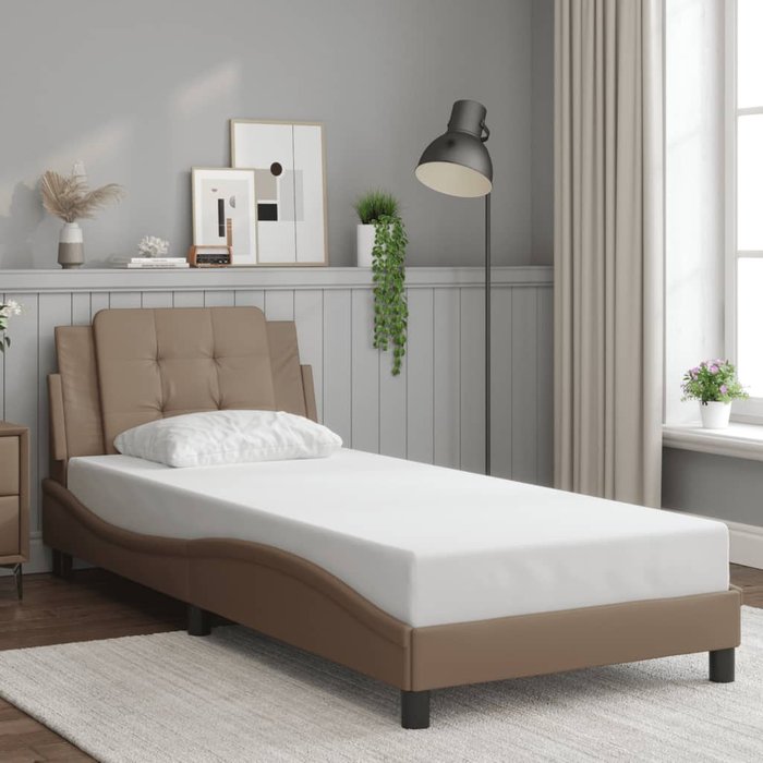 Estructura de cama sin colchón zadar cuero sintético capuchino 90x190 cm vidaxl