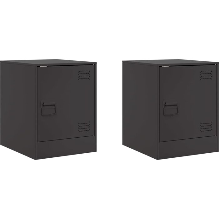 Mesitas de noche 2 unidades acero negro 34,5x39x44 cm - comfortxl