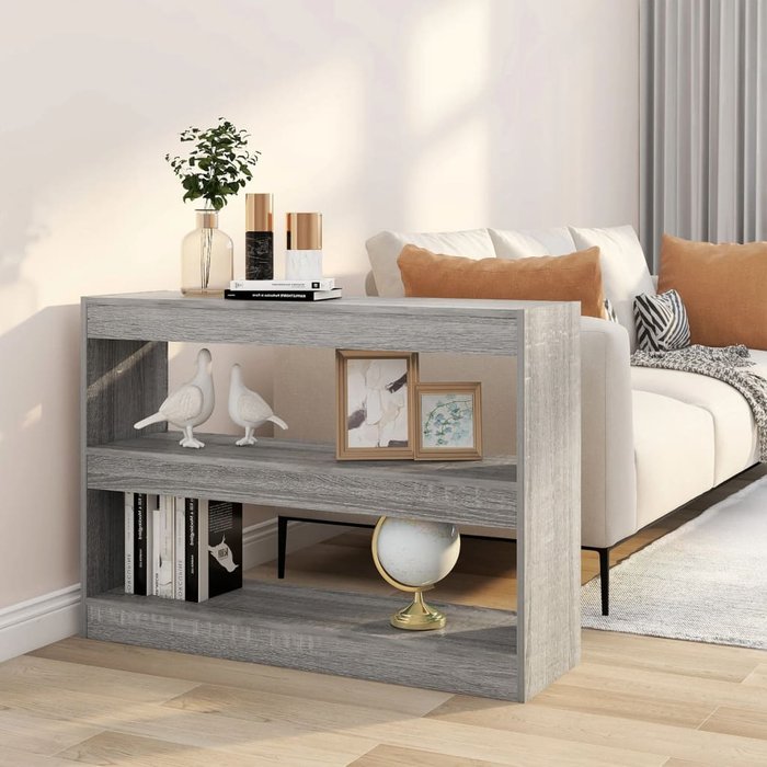 Librería/separador de ambientes sonoma gris 100x30x72 cm