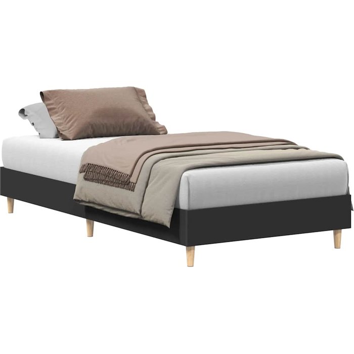 Estructura de cama sin colchón madera negra 90x200 cm — comfortxl