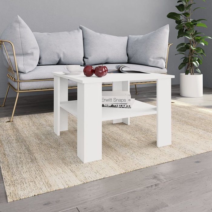 Mesa de centro aglomerado blanco 60 x 60 x 42 cm
