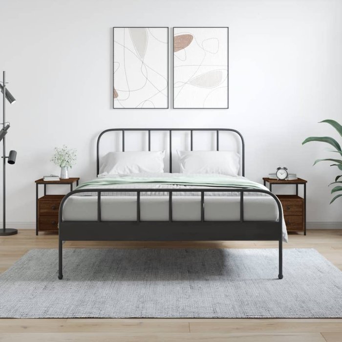 Mesitas de noche de 2 piezas, roble marrón, 34x35,5x50 cm, madera de ingeniería.