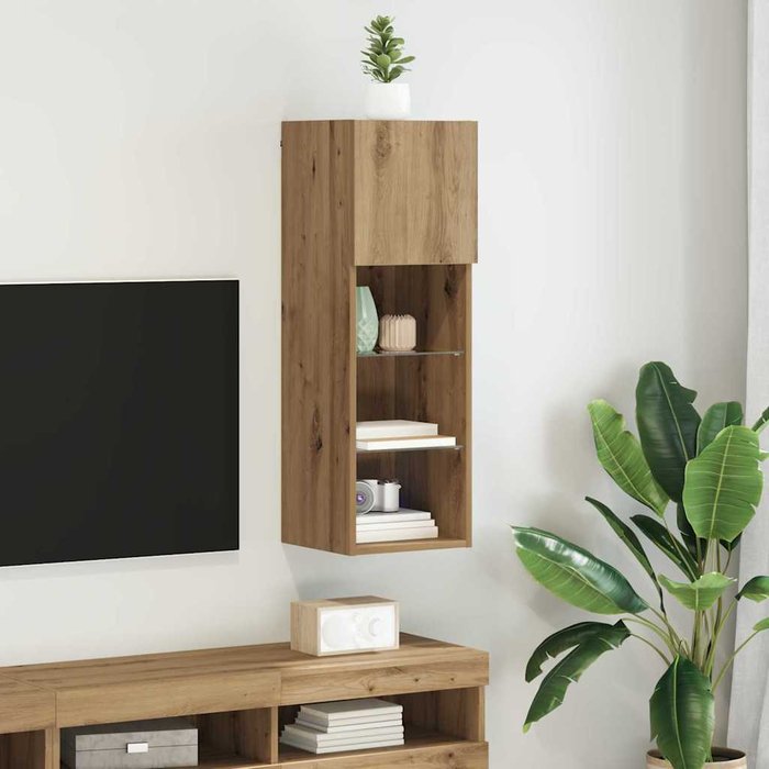 Mueble de tv de pared, roble artesanal, 30,5 x 30 x 90 cm