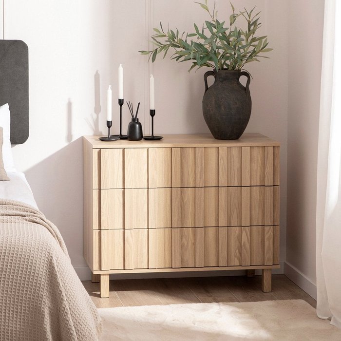 Cómoda efecto madera natural 95x75 cm