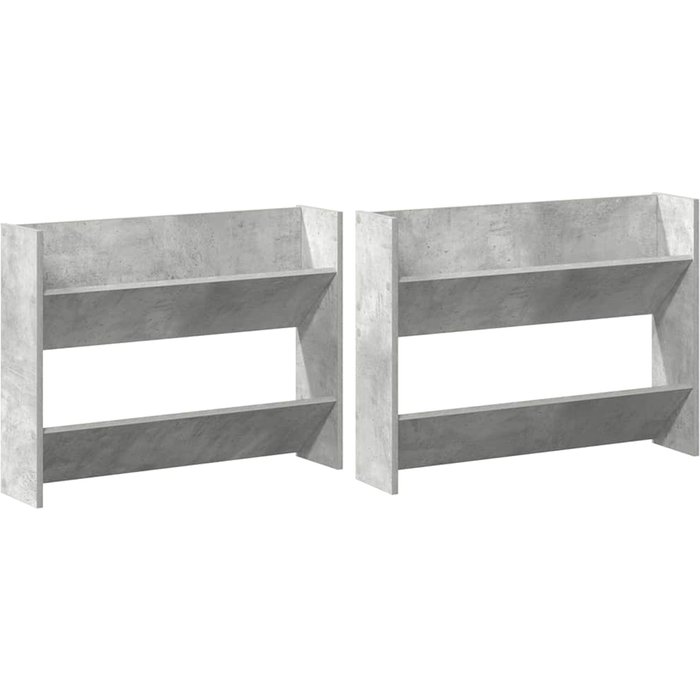 Zapateros de pared 2 uds contrachapada gris hormigón 80x18x60cm - comfortxl