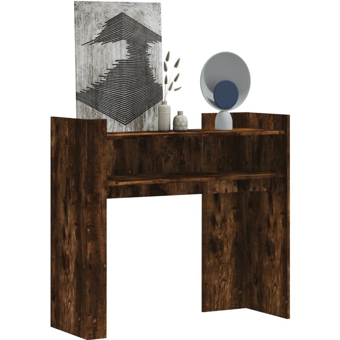 Mesa consola roble ahumado 100x35x90 cm madera contrachapada