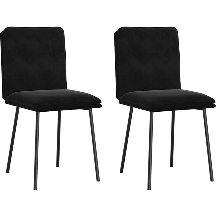 Pack 2 uds sillas de comedor | silla de cocina terciopelo negro cfw52553