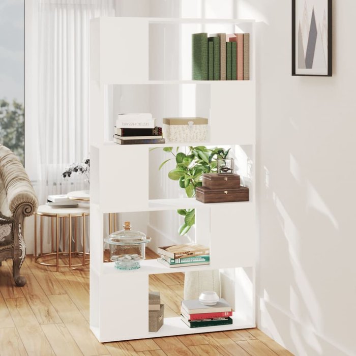 Librería/separador de ambientes blanco, 80x24x155 cm - pangivo