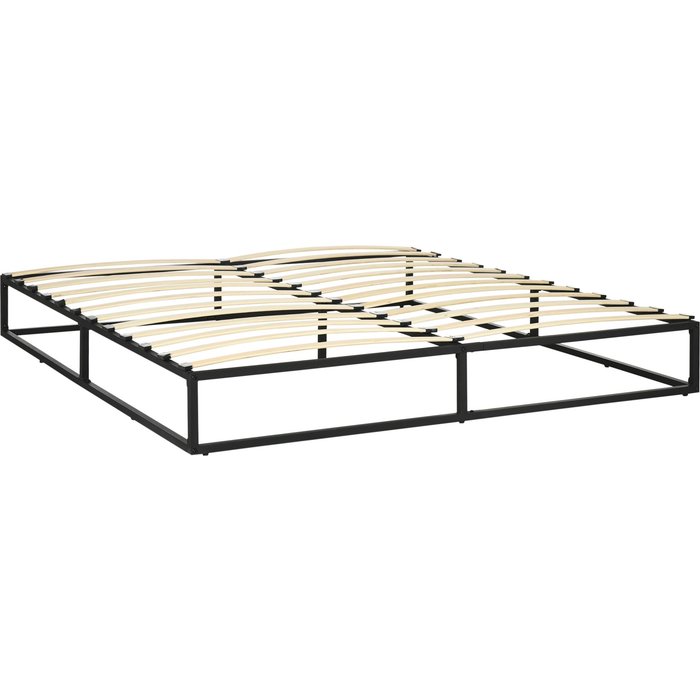 Marco de cama homcom tablero multicapa, acero negro 180x200x25 cm 831-655v03bk