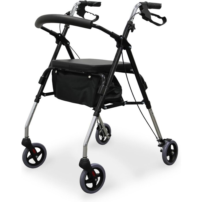 Carrito de apoyo para movilidad con ruedas y frenos wellcore