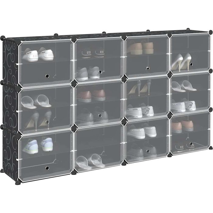 Maison exclusive - estantería de cubos con 12 compartimentos y puertas pp negro