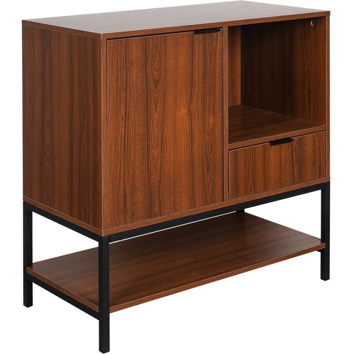 Aparador de nogal con 1 puerta, 80cm nogal - 80x40x85.5 cm