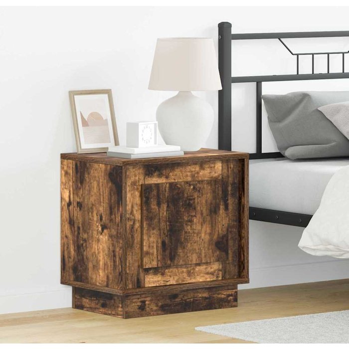 Mesita de noche de 2 piezas, roble ahumado, 44 x 34,5 x 45 cm