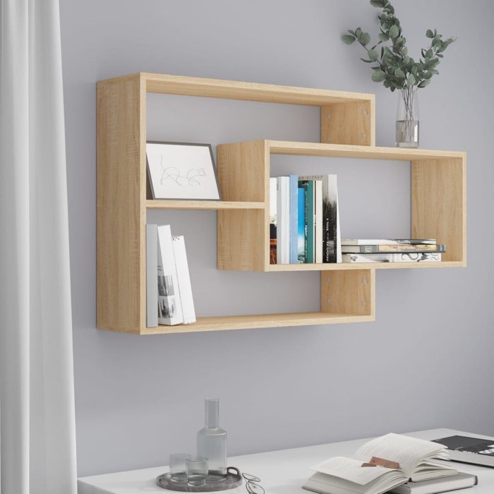 Estantería de pared, roble sonoma, 104x20x58,5 cm, madera de ingeniería.