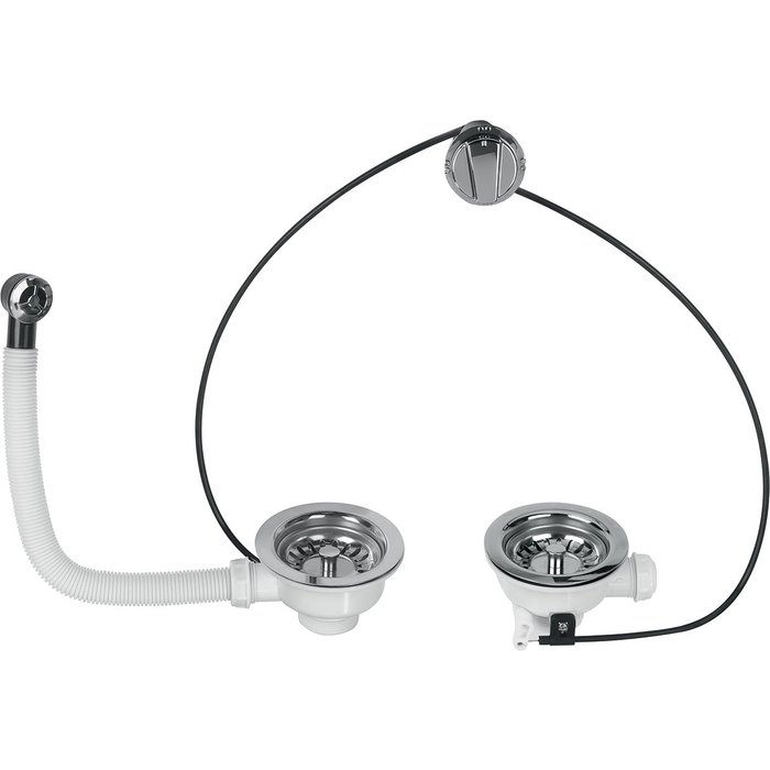 Desagüe para fregadero, 2 senos, diam.90 mm, control por cable