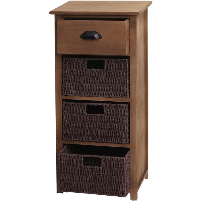 Cómoda con cajón y 3 cestas de almacenaje 83x40x29 cm marrón oscuro 04_0006506