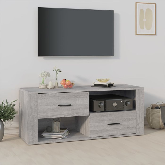 Mueble de tv madera contrachapada gris sonoma 100x35x40 cm - comfortxl