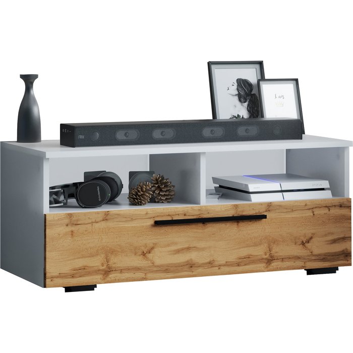 Vcm muebles de tv arila blanco / roble de miel h. 39 x b. 95 x t. 40 cm