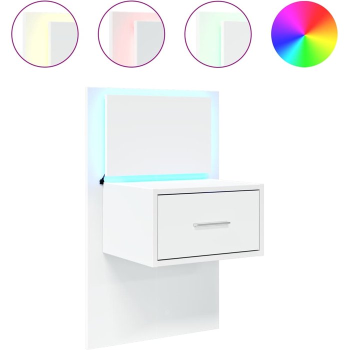 Mesita de noche,mesilla de noche de pared con luces led blanco cfw763421