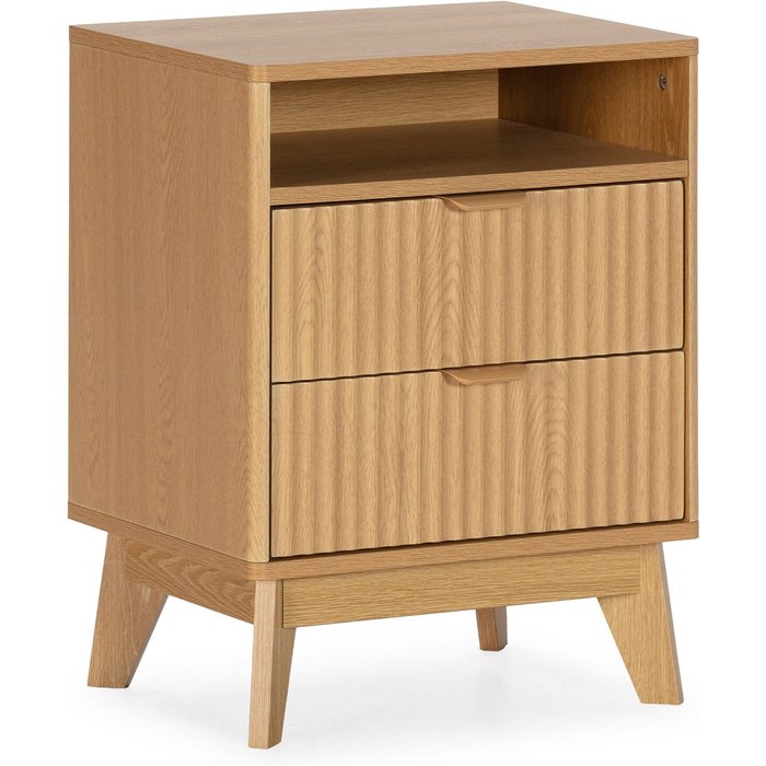 Mesita de noche oporto 2 cajones 1 hueco efecto roble