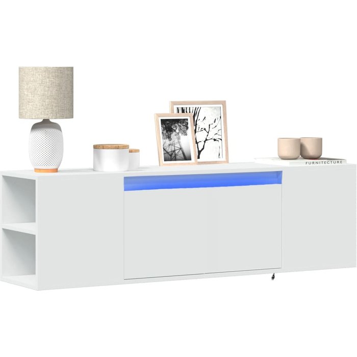 Mueble tv de pared con luces led blancas 135x31x39,5 cm