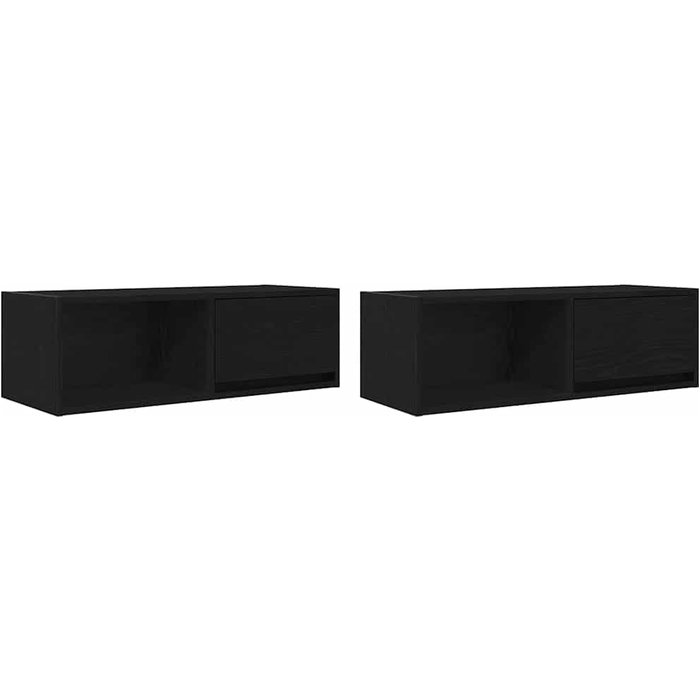 Mueble tv 2 piezas roble negro 80x31x25,5 cm madera composite - comfortxl