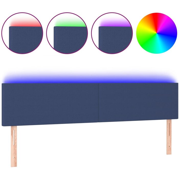 Cabecero cama - mueble cabecero con led de tela azul 160x5x78/88 cm