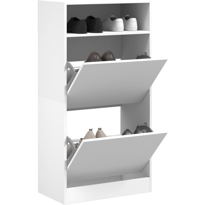 Zapatero de madera de ingeniería blanco 60x34x116 cm