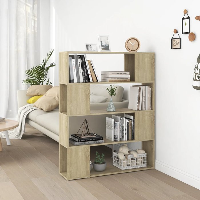 Estantería/separador de ambientes, roble sonoma, 100x24x124 cm - pangivo