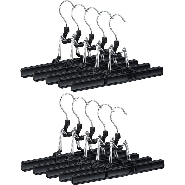 Pack de 50 perchas pantalones y faldas, metal y pvc, 15.8 x 26 x 3 cm, negro