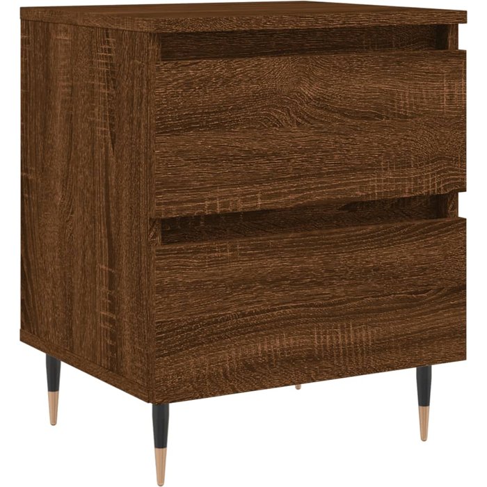 Mesita de noche de roble marrón 40x35x50 cm de madera contrachapada