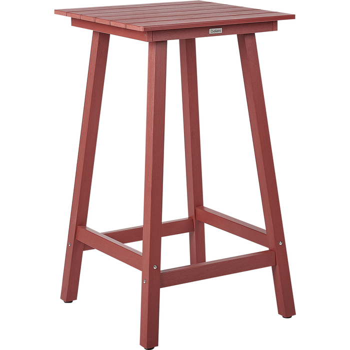Beliani mesa de bar de jardín adirondack 60 cm 59 cm material sintético rojo
