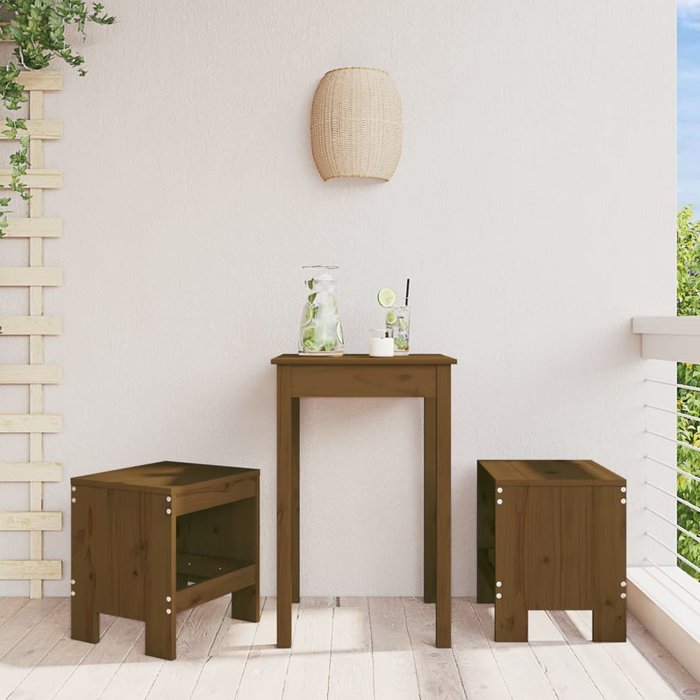 Vidaxl taburetes de jardín 2 uds madera pino marrón miel 40x36x45 cm